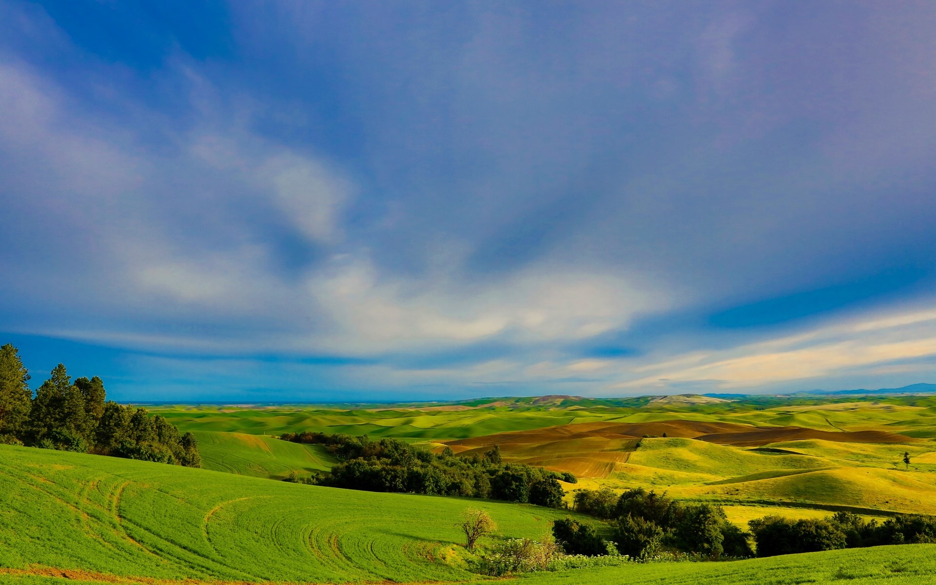 Rolling Green Hills Under A Blue Sky With Clouds Hd Wallpaper | Rare ...
