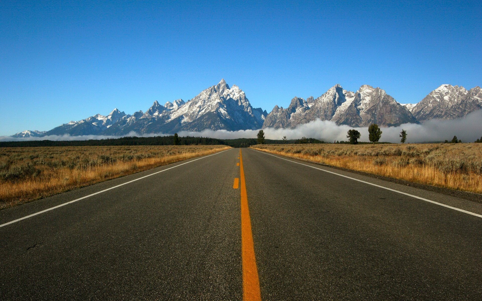 Road Leading To Snow-Capped Mountains And Clouds Hd Wallpaper | Rare ...
